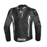 BELA BEAST MEN MOTORCYCLE LEATHER JACKET BLACK WHITE ANTHARACITE