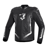 BELA BEAST MEN MOTORCYCLE LEATHER JACKET BLACK WHITE ANTHARACITE