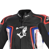 BELA BEAST MEN MOTORCYCLE LEATHER JACKET BLACK WHITE BLUE RED