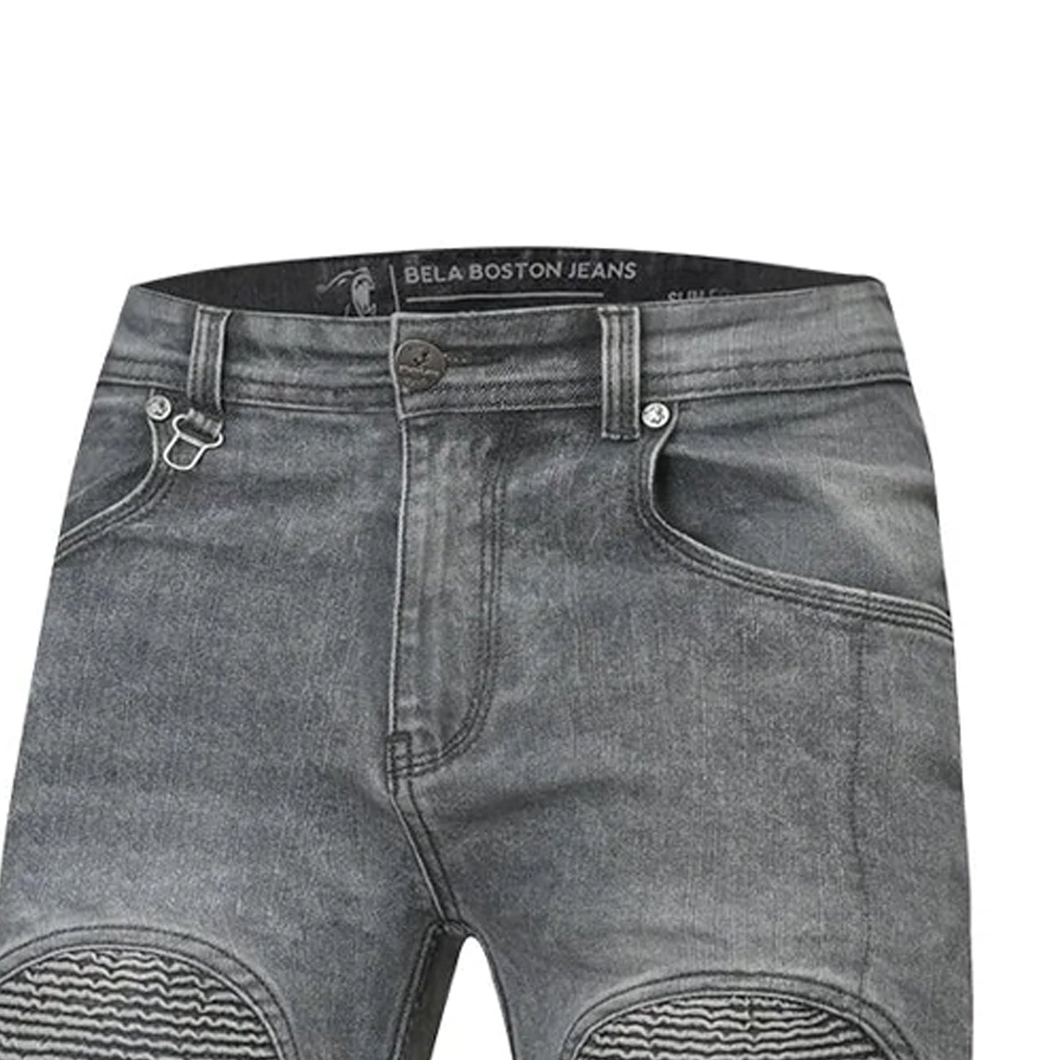 BELA BOSTON MEN MOTORCYCLE DENIM JEANS 30L RANDOM BLACK