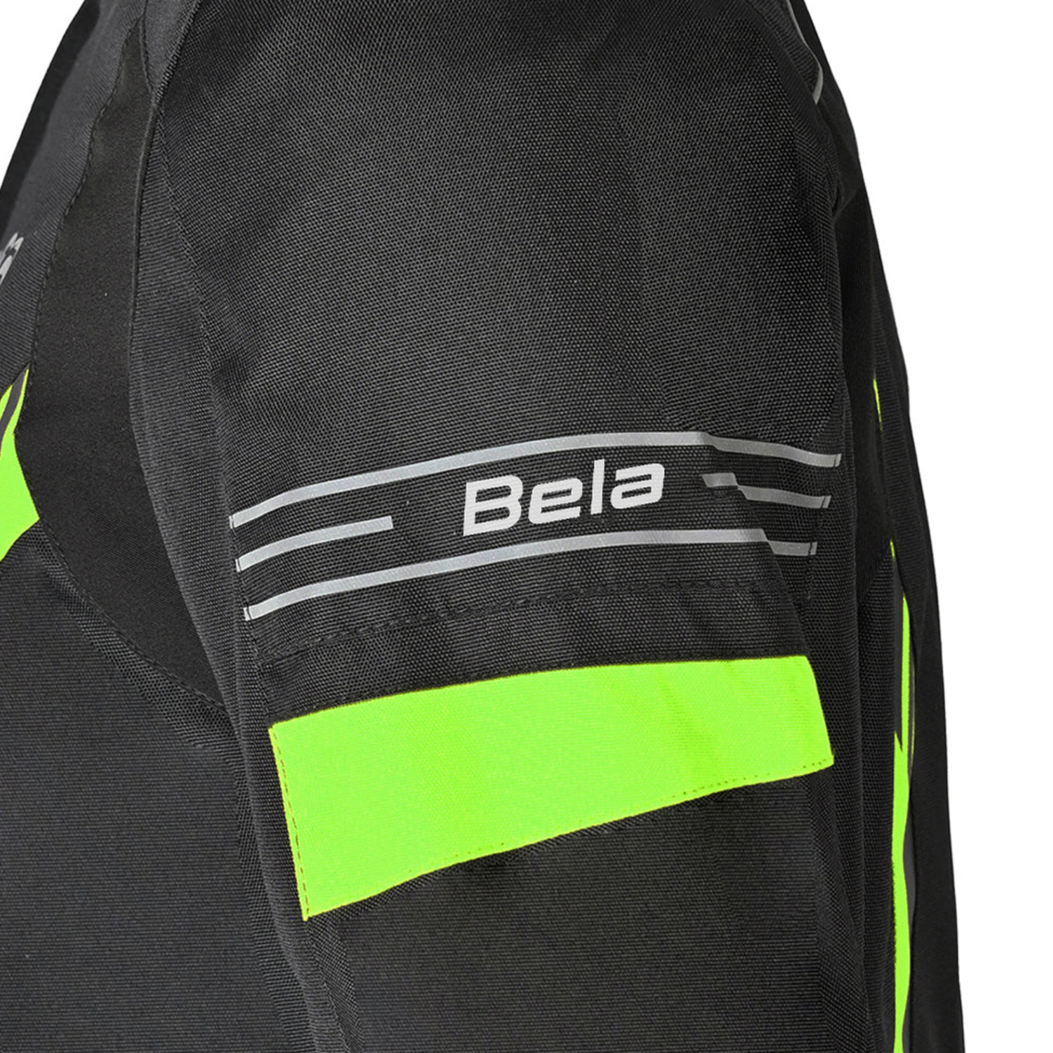 BELA Bradley Textile Motorbike Riders Jacket Black Yellow Flou