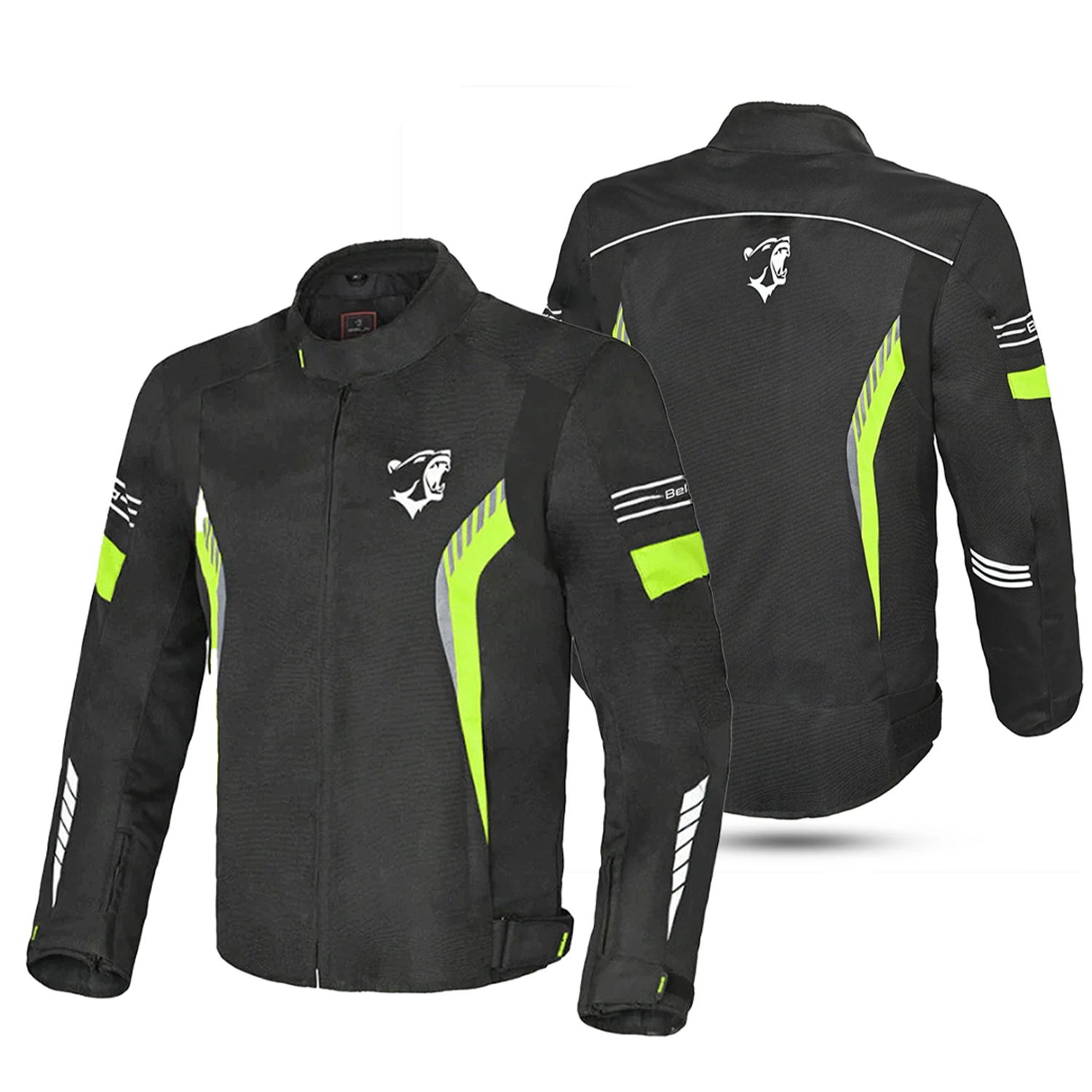 BELA Bradley Textile Motorbike Riders Jacket Black Yellow Flou