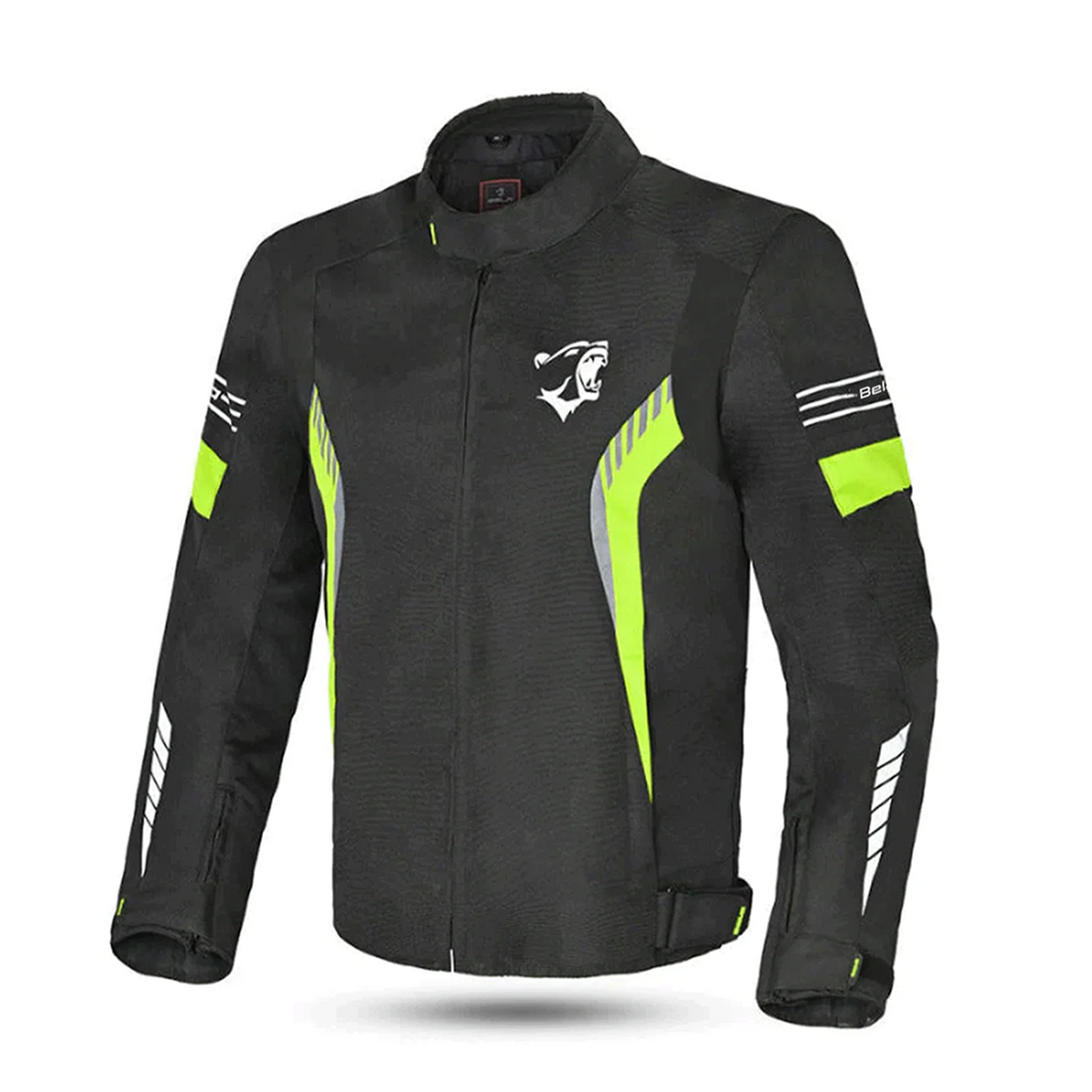BELA Bradley Textile Motorbike Riders Jacket Black Yellow Flou
