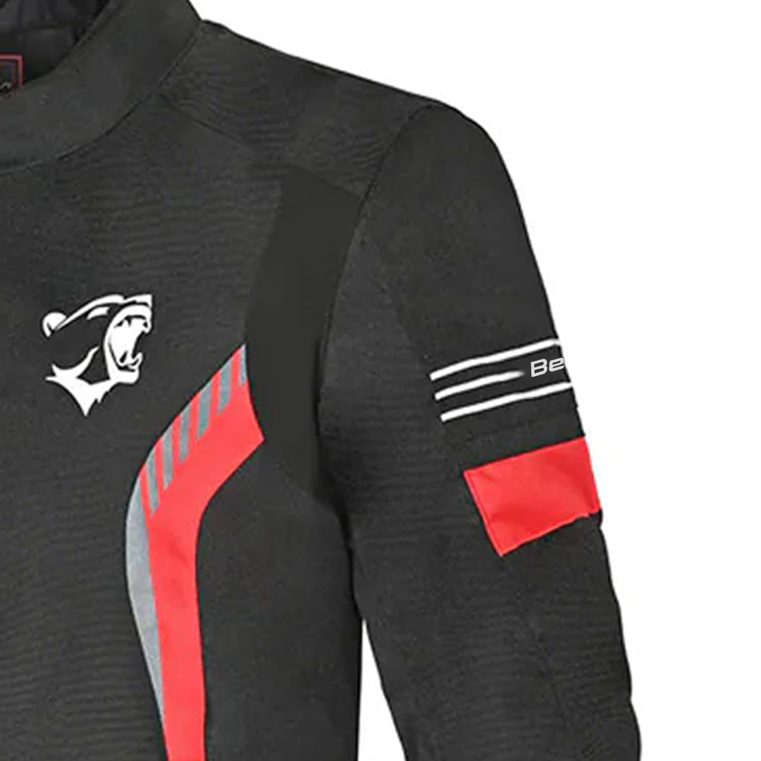 BELA Bradley Textile Motorbike Jacket Black Red
