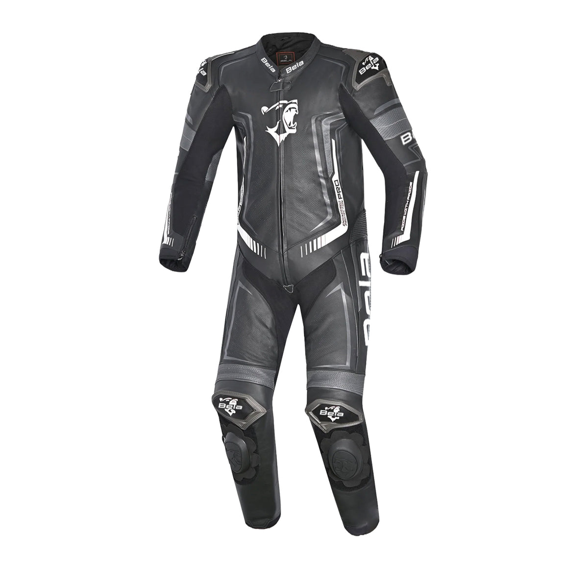 BELA Beast 1 PC Motorcycle Leathers Black/Dark Grey/White