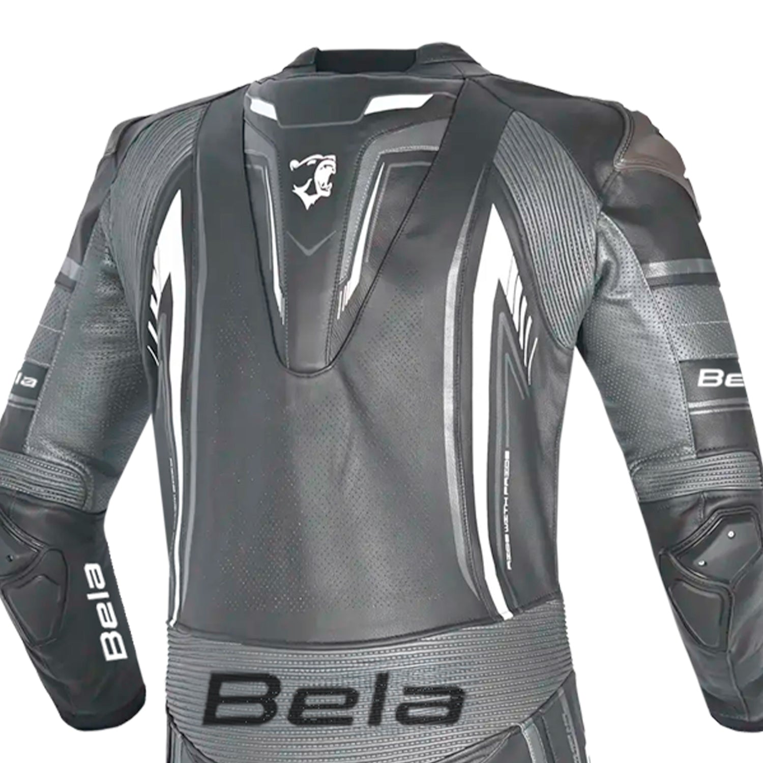 BELA Beast 1 PC Motorcycle Leathers Black/Dark Grey/White