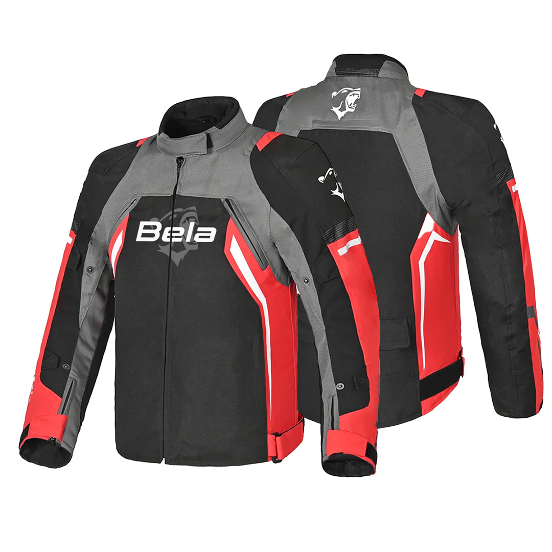 BELA Cordaniel Textile Motorcycle 4 Seasons Jacket Black Dark Gray Red