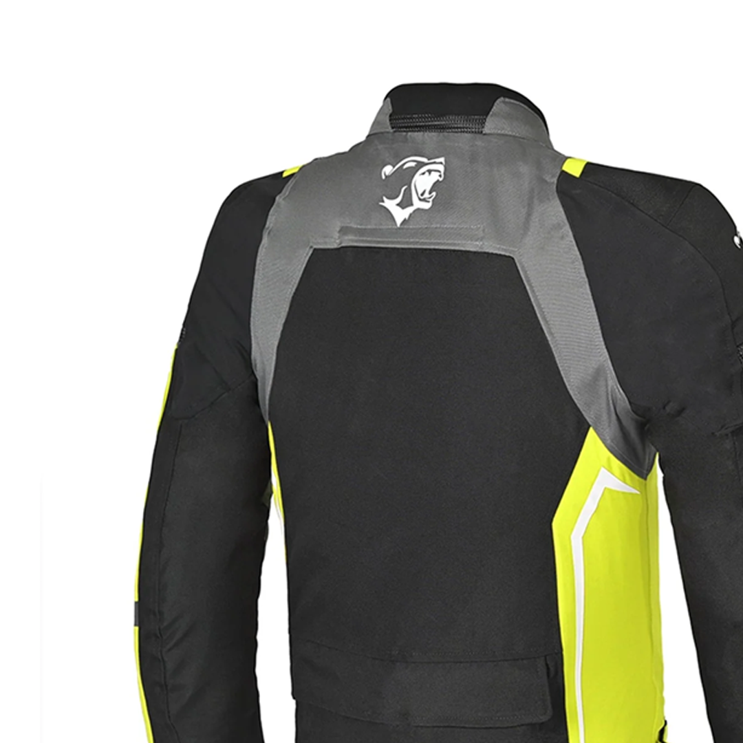 BELA Cordaniel Textile Motorcycle Jacket Men Black/Dark Gray/ Yellow Flouro
