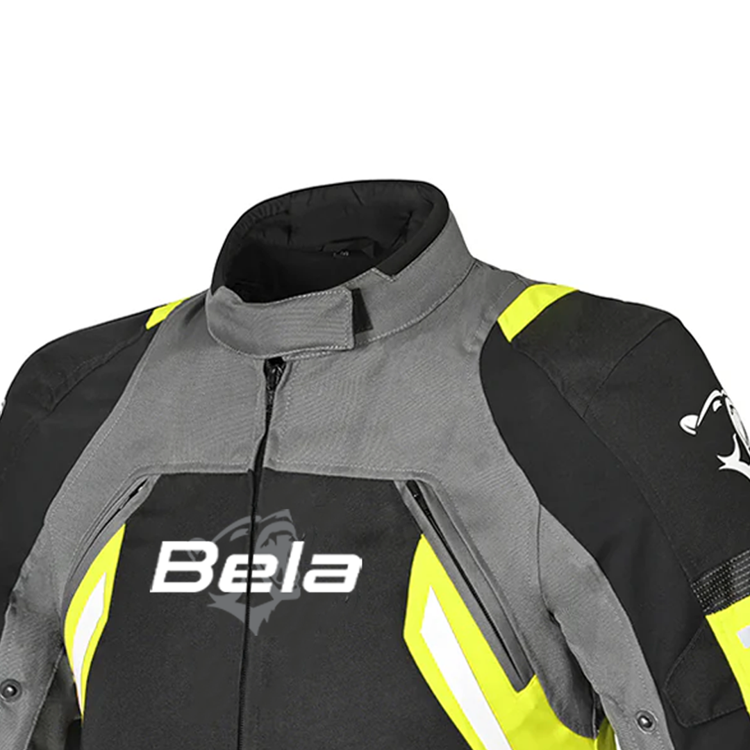BELA Cordaniel Textile Motorcycle Jacket Men Black/Dark Gray/ Yellow Flouro