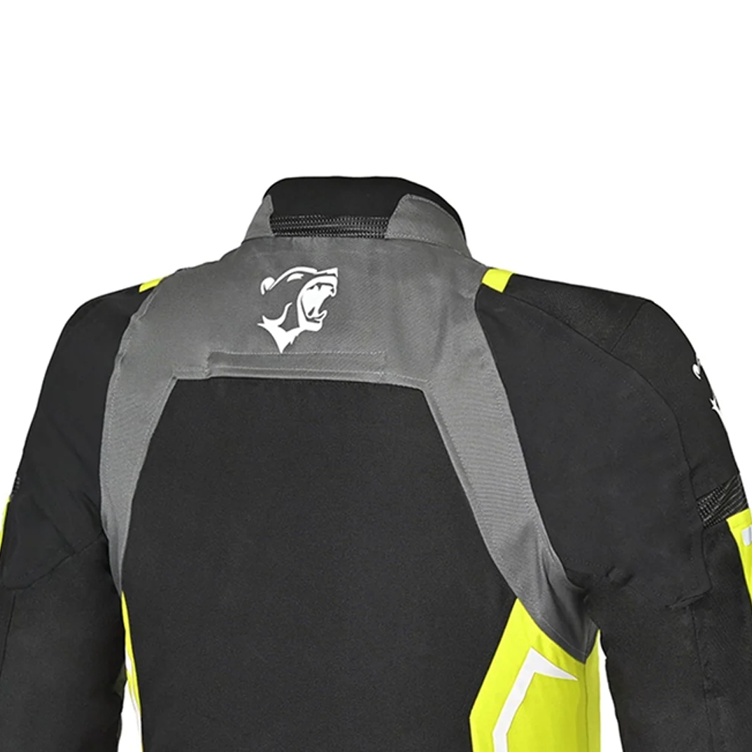 BELA Cordaniel Textile Motorcycle Jacket Men Black/Dark Gray/ Yellow Flouro