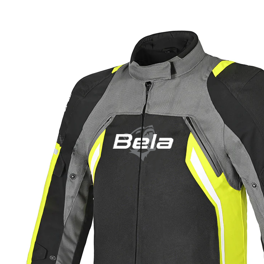 BELA Cordaniel Textile Motorcycle Jacket Men Black/Dark Gray/ Yellow Flouro