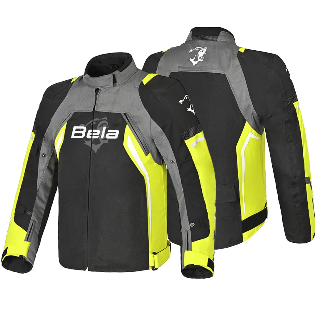 BELA Cordaniel Textile Motorcycle Jacket Men Black/Dark Gray/ Yellow Flouro