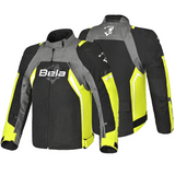 BELA Cordaniel Textile Motorcycle Jacket Men Black/Dark Gray/ Yellow Flouro
