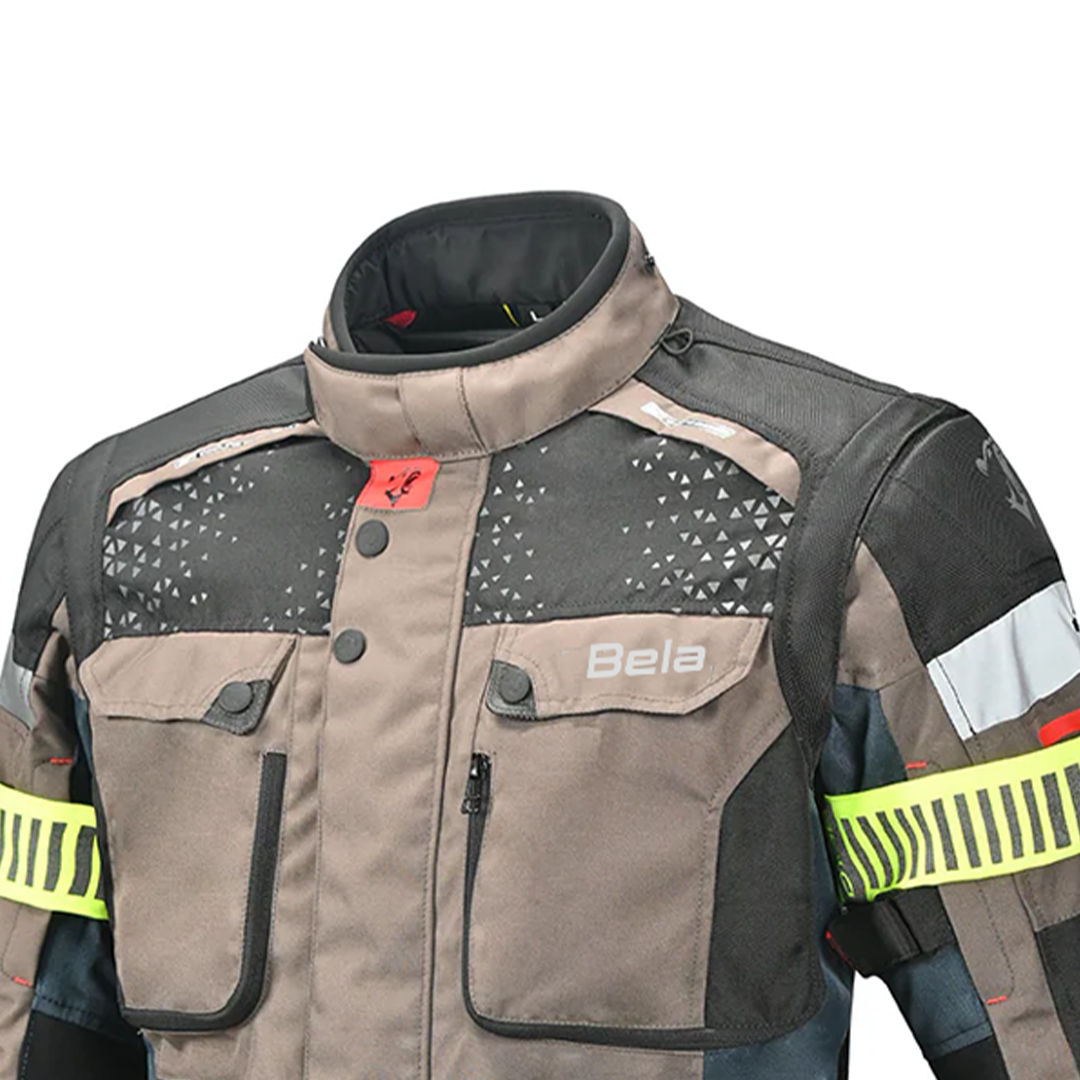 Bela Crossroad Extreme Motorcycle Water Resistant Jacket Brown Navy