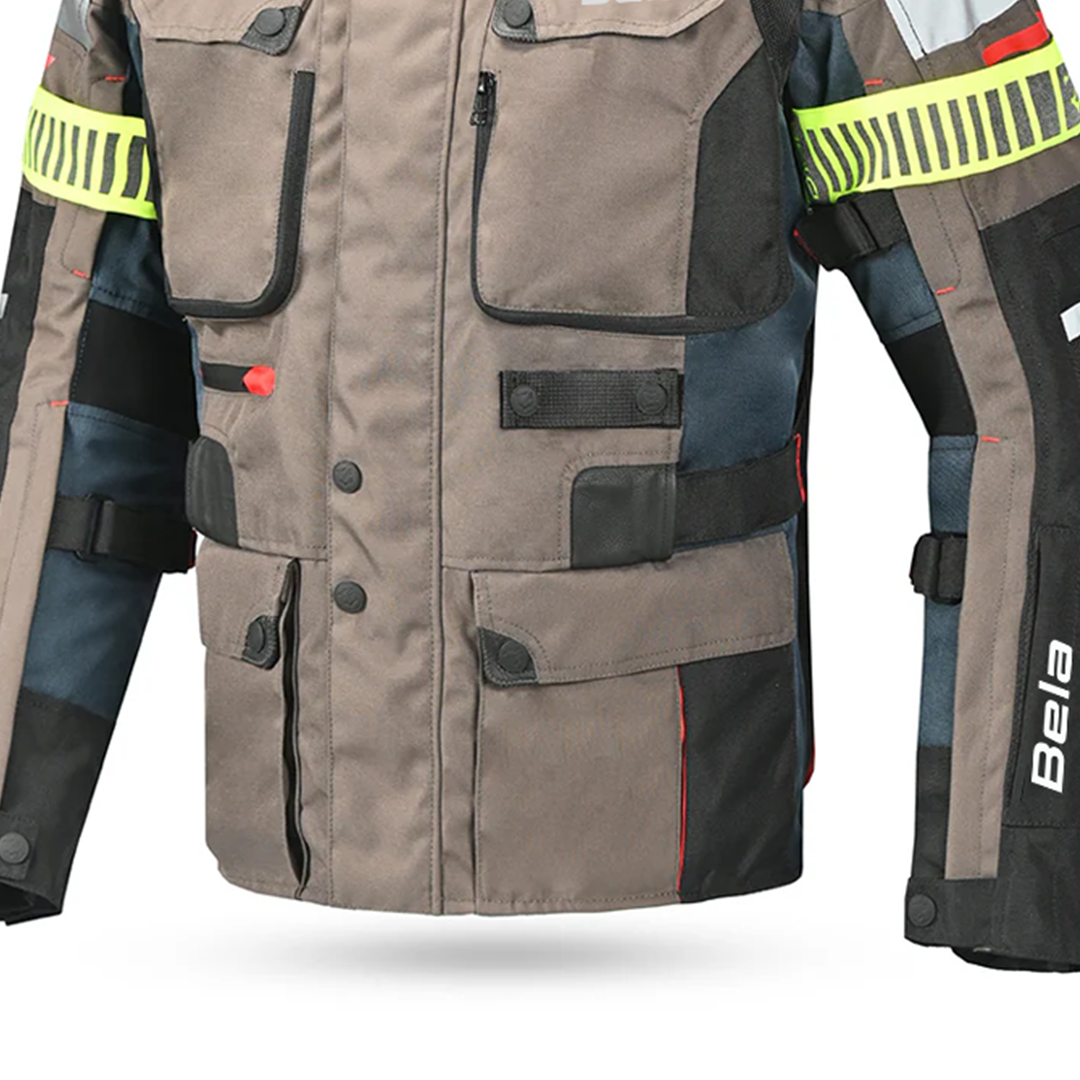 Bela Crossroad Extreme Motorcycle Water Resistant Jacket Brown Navy