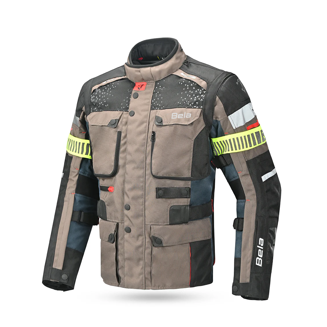 Bela Crossroad Extreme Motorcycle Water Resistant Jacket Brown Navy