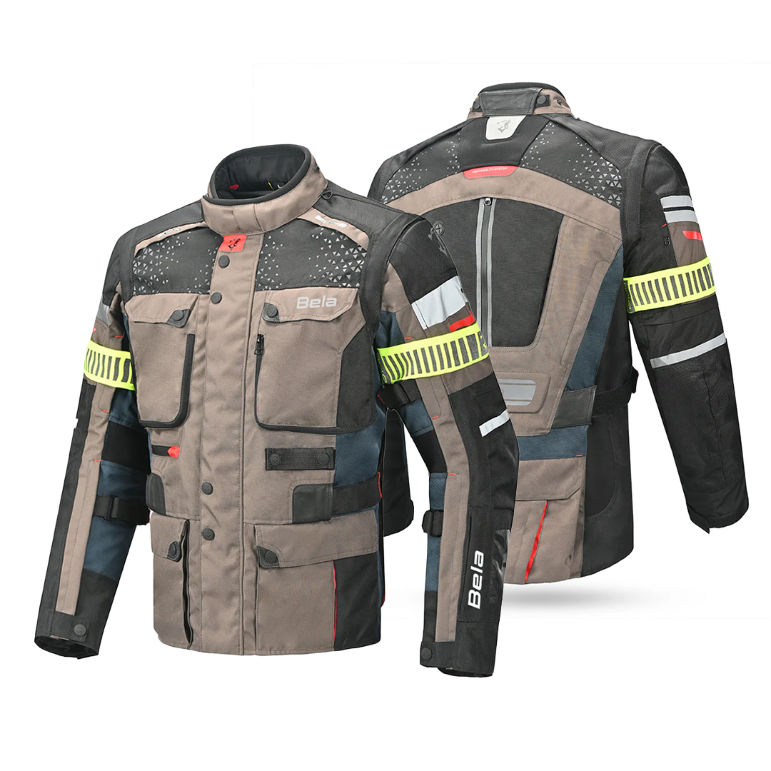 Bela Crossroad Extreme Motorcycle Water Resistant Jacket Brown Navy