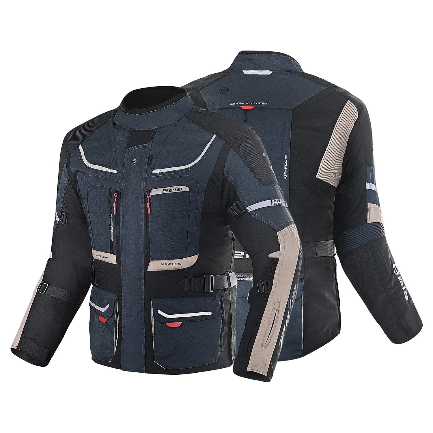 BELA TRANSFORMER MEN TEXTILE TOURING MOTORCYCLE JACKET NAVY SAND
