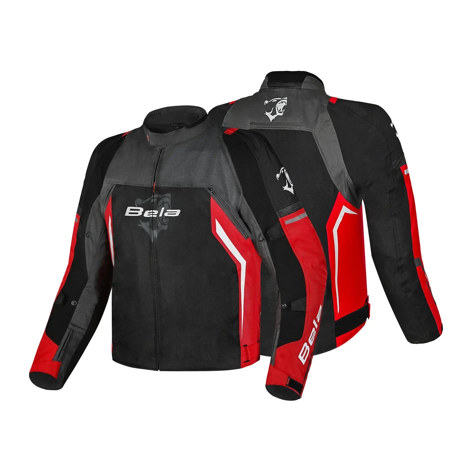 BELA Cordaniel Textile Motorcycle 4 Seasons Jacket Black Dark Gray Red