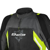 BELA Cordaniel Textile Motorcycle Jacket Men Black/Dark Gray/ Yellow Flouro