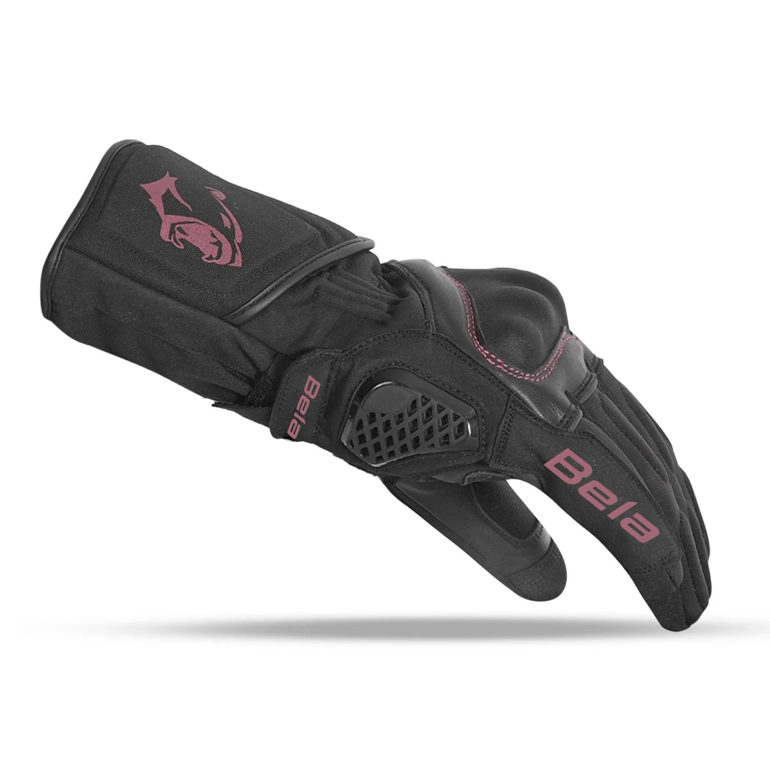 BELA Frost Shield Motorcycle Winter Gloves Black Burgundy