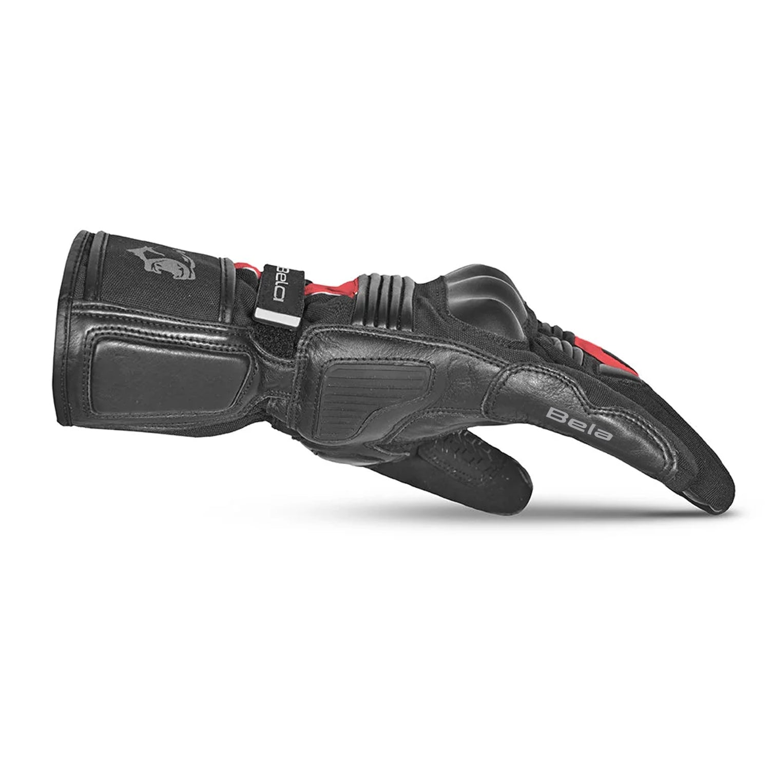 BELA Ice Winter Motorcycle Riding Leather Gloves Black Red