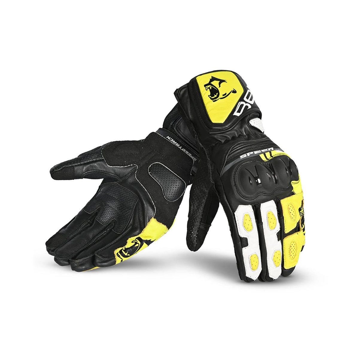 BELA Lemox Men's Motorcycle Racing Gloves Black White Yellow
