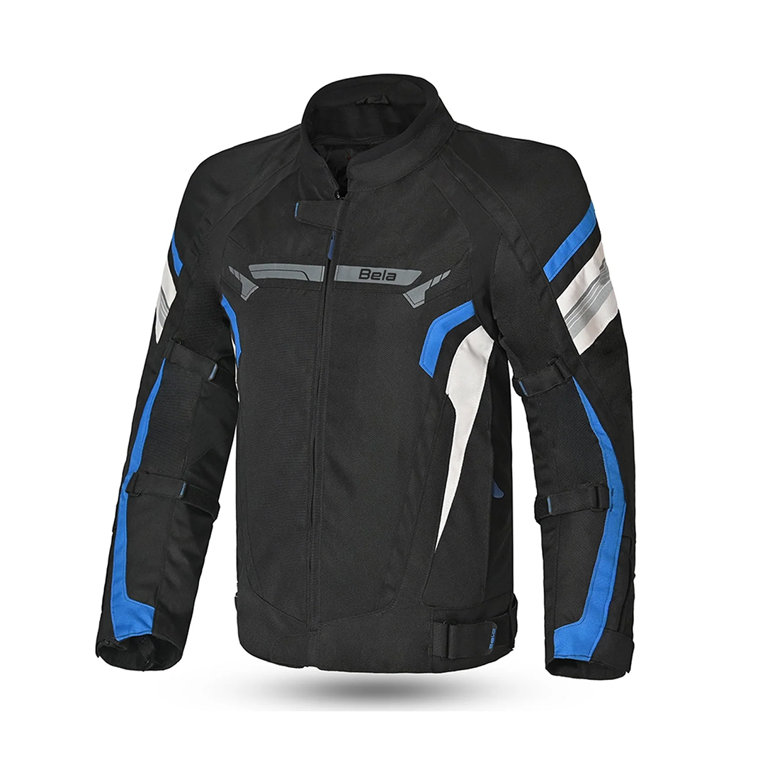 BELA Highland Motorcycle Riding Jacket Men Black Blue