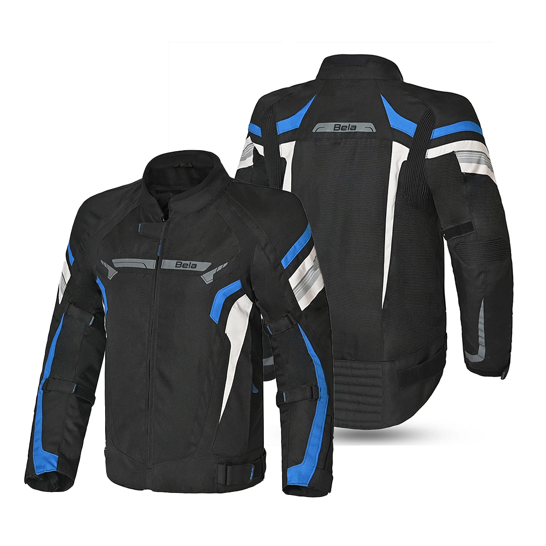 BELA Highland Motorcycle Riding Jacket Men Black Blue