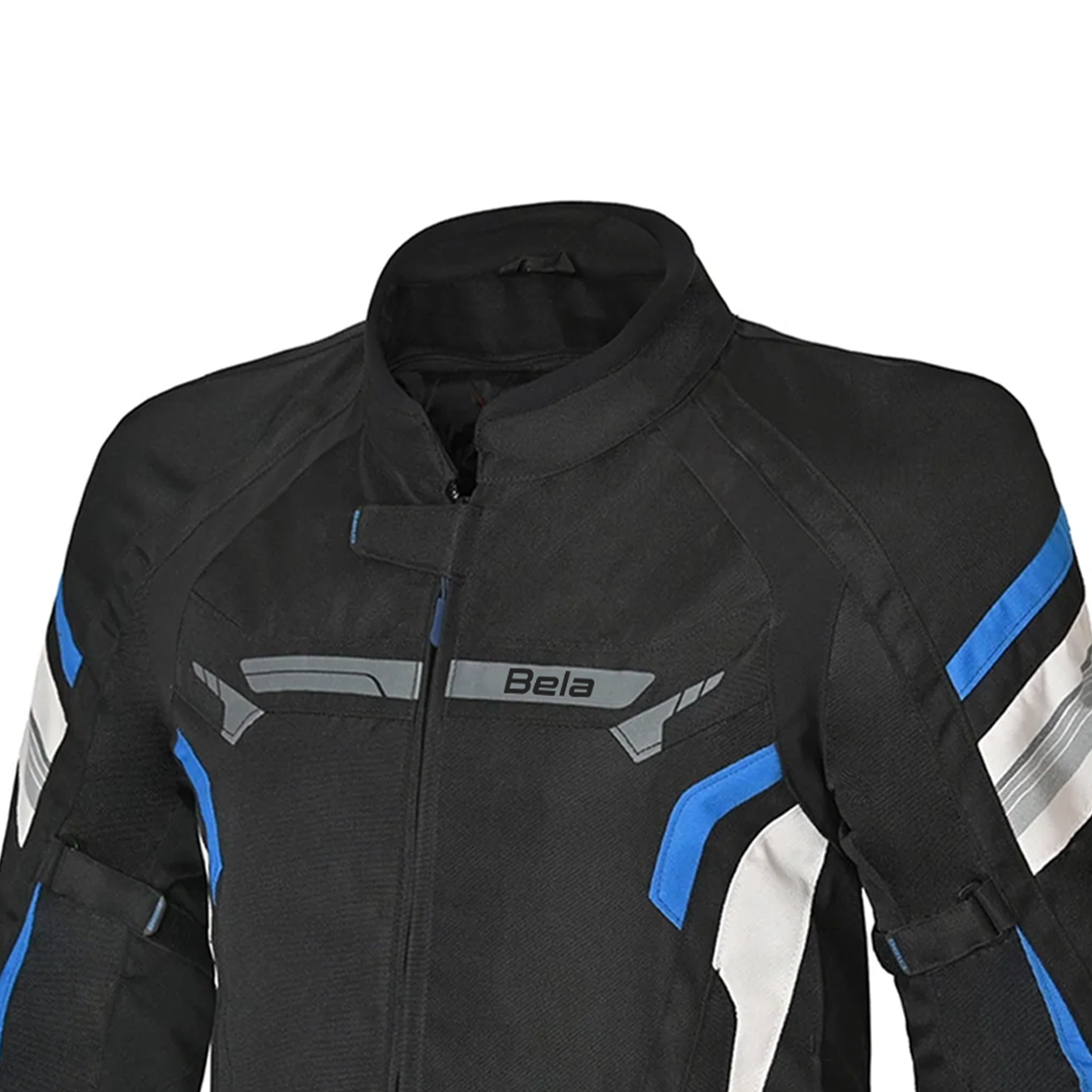 BELA Highland Motorcycle Riding Jacket Men Black Blue