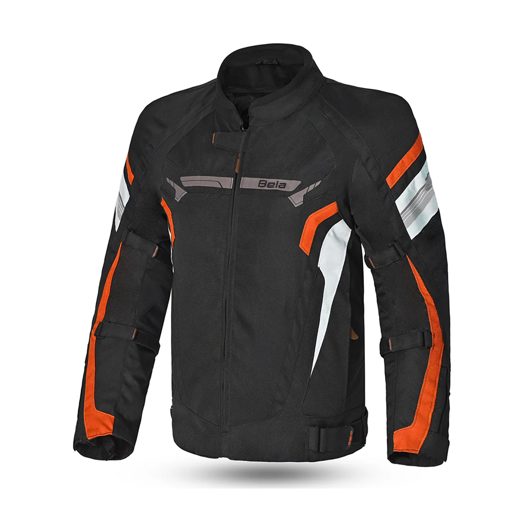 Bela Highland Man Textile Motorcycle Jacket Black Orange