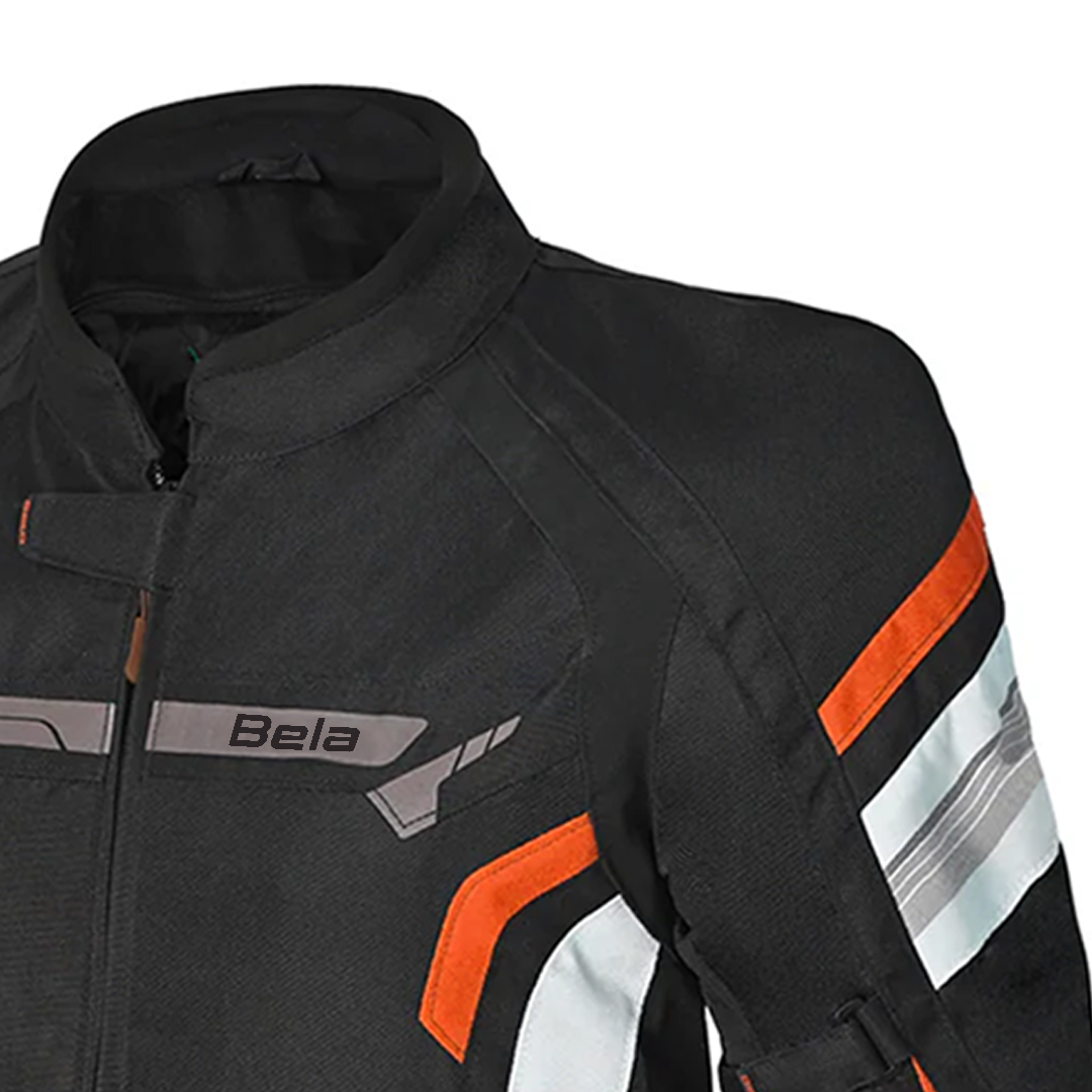 Bela Highland Man Textile Motorcycle Jacket Black Orange