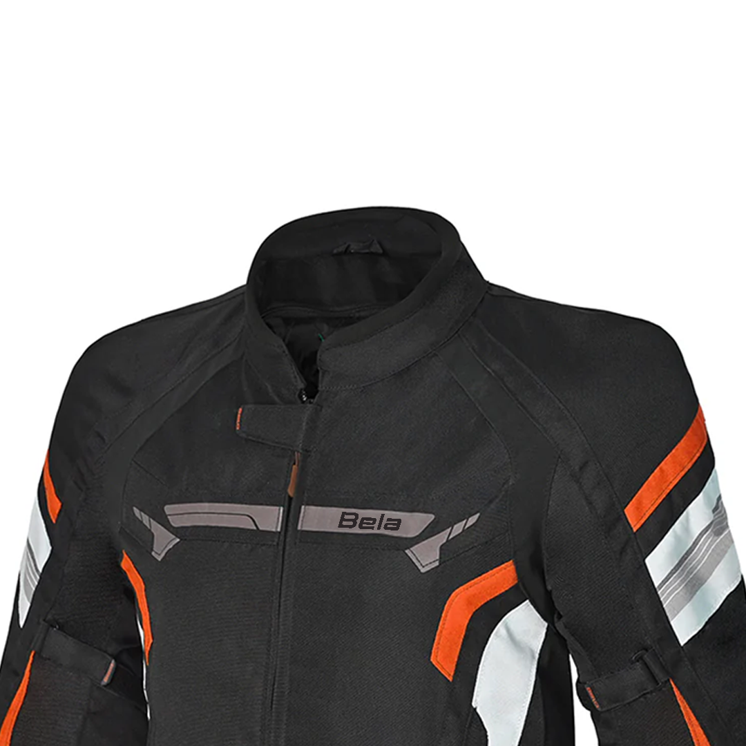 Bela Highland Man Textile Motorcycle Jacket Black Orange