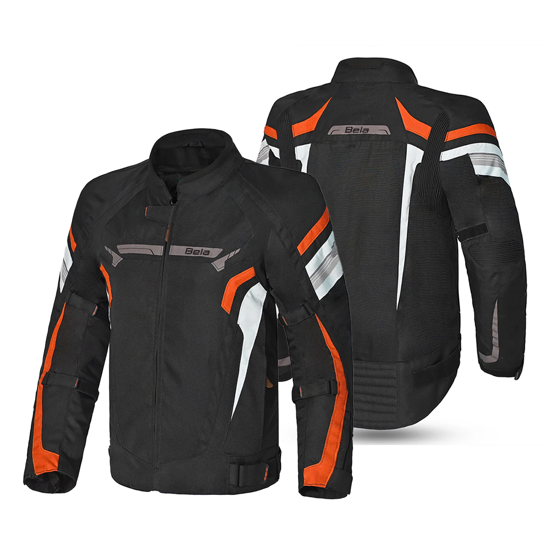 Bela Highland Man Textile Motorcycle Jacket Black Orange