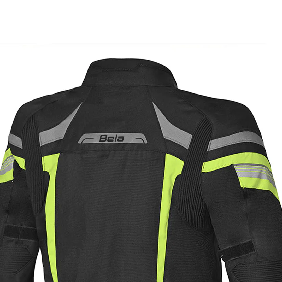 BELA HIGHLAND MAN MOTORCYCLE JACKET BLACK GREY YELLOW FLURO