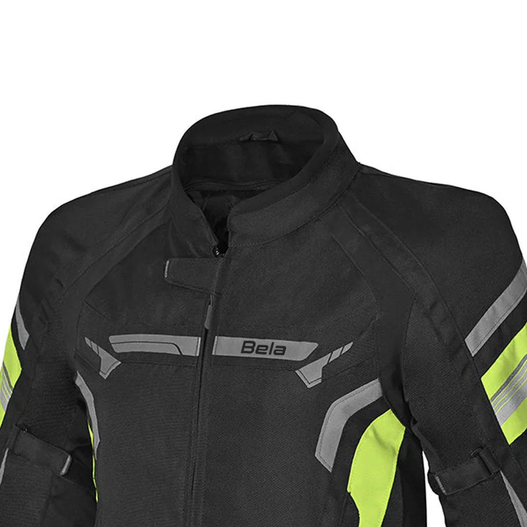 BELA HIGHLAND MAN MOTORCYCLE JACKET BLACK GREY YELLOW FLURO