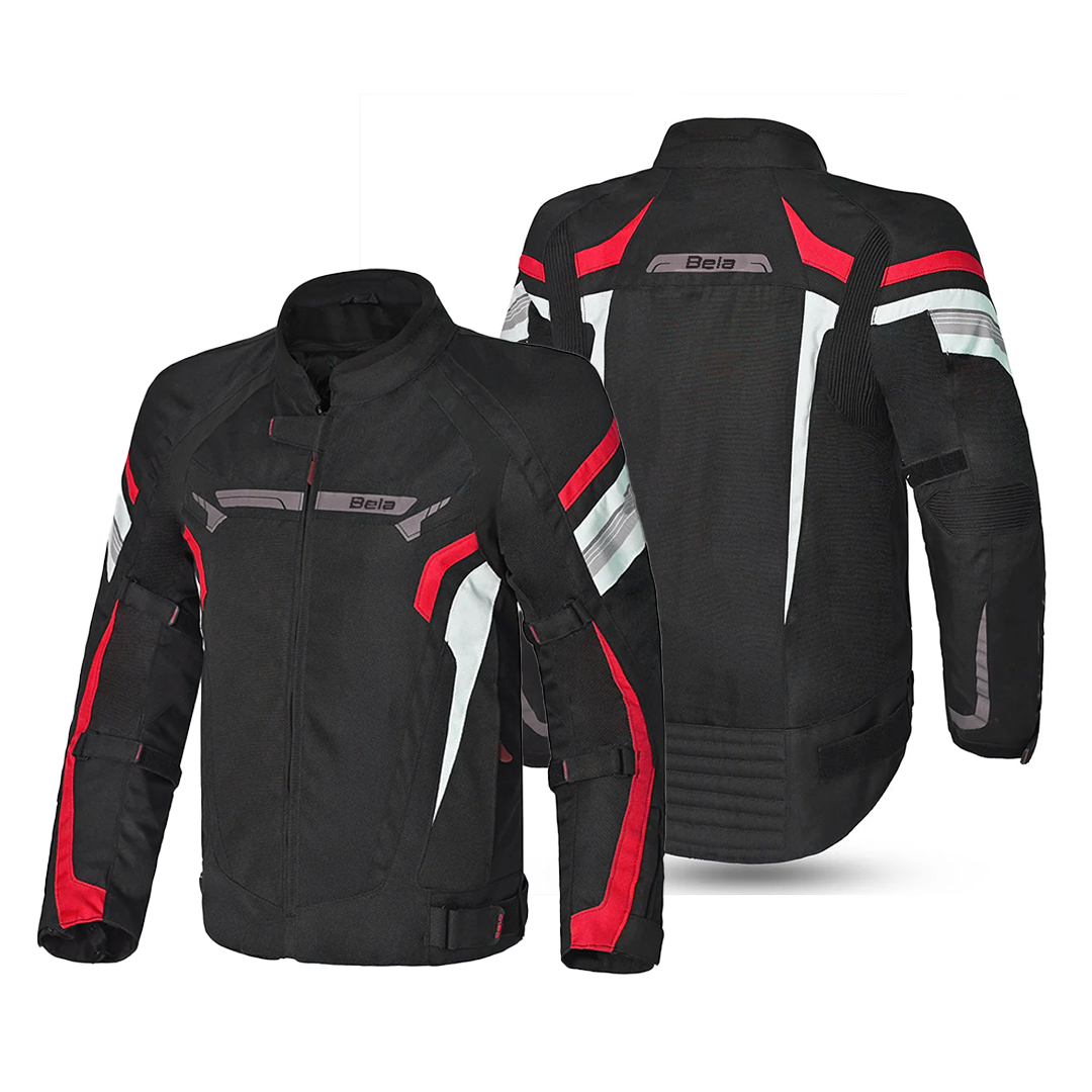 Bela Highland Man Textile Motorcycle Jacket Black Red XS - 6XL