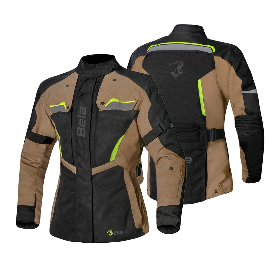 BELA Hurricane Lady 3in1 Motorcycle textile Jacket Black Sand yellow Fluro