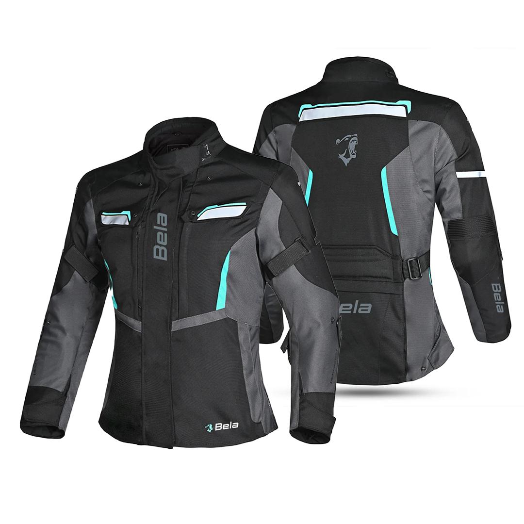 BELA Hurricane Lady Motorcycle Jacket Black Turquoise