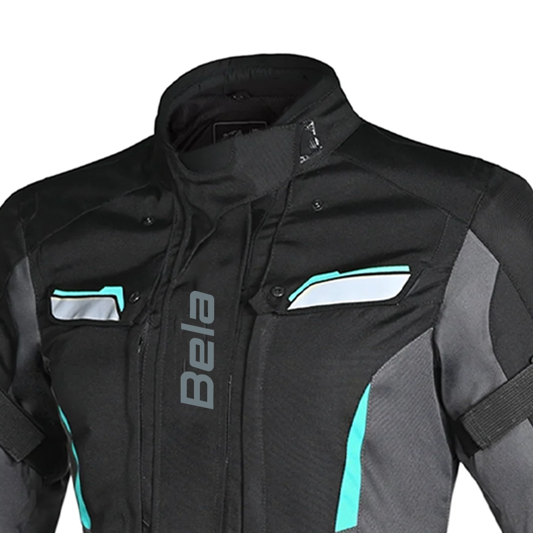 BELA Hurricane Lady Motorcycle Jacket Black Turquoise