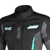 BELA Hurricane Lady Motorcycle Jacket Black Turquoise