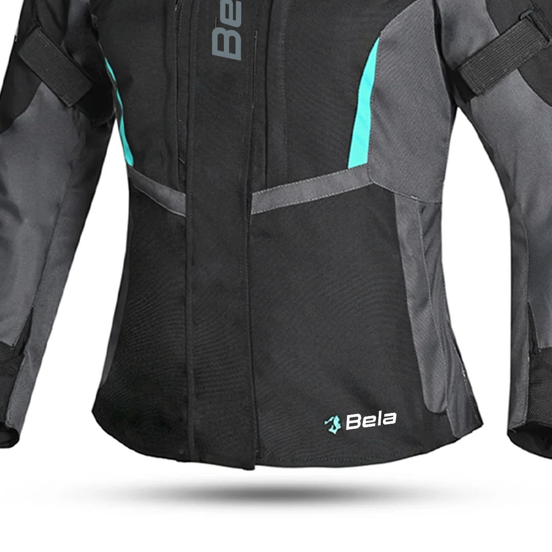 BELA Hurricane Lady Motorcycle Jacket Black Turquoise