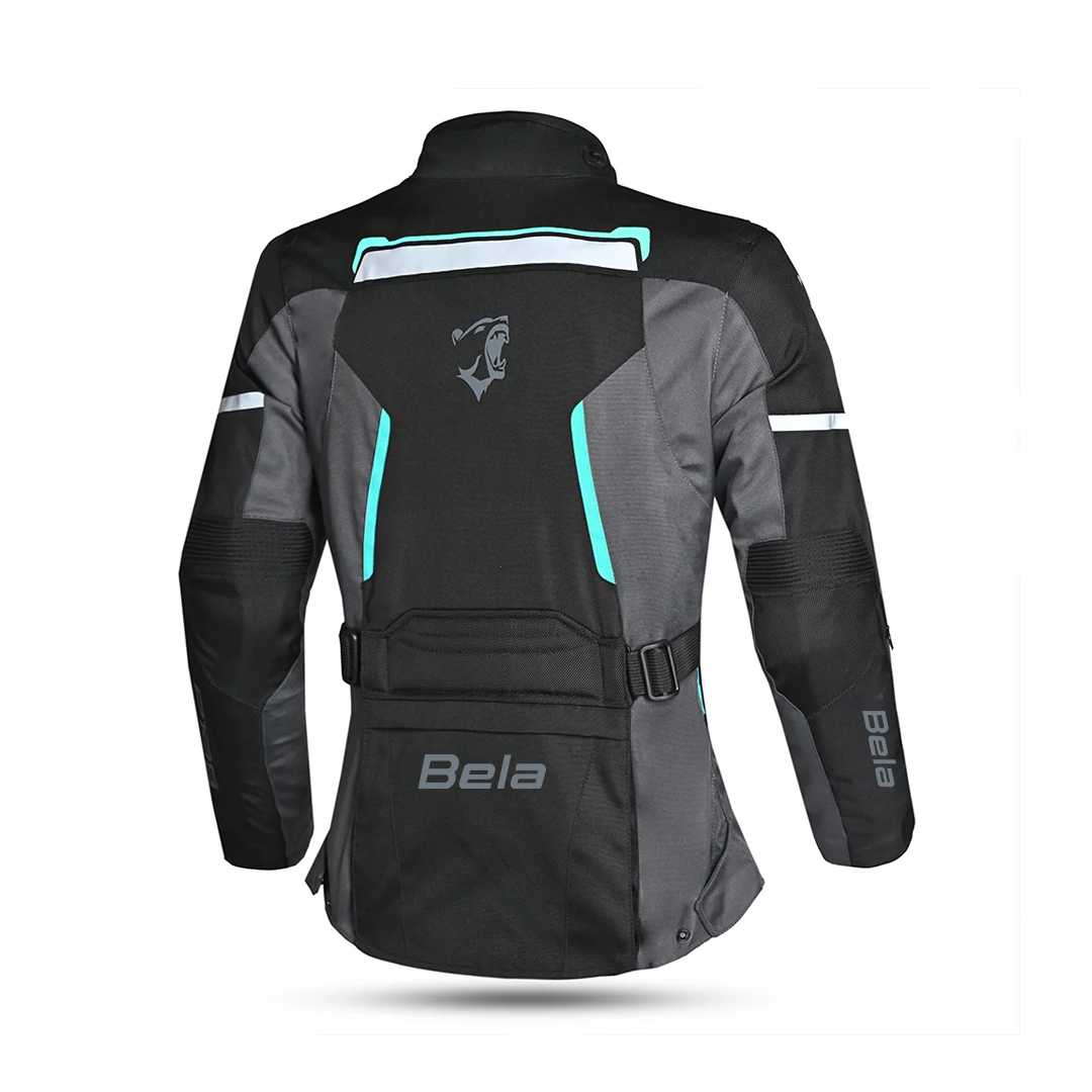 BELA Hurricane Lady Motorcycle Jacket Black Turquoise