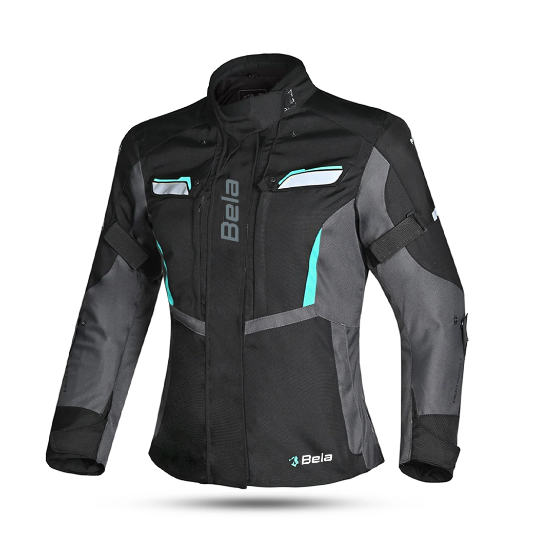 BELA Hurricane Lady Motorcycle Jacket Black Turquoise