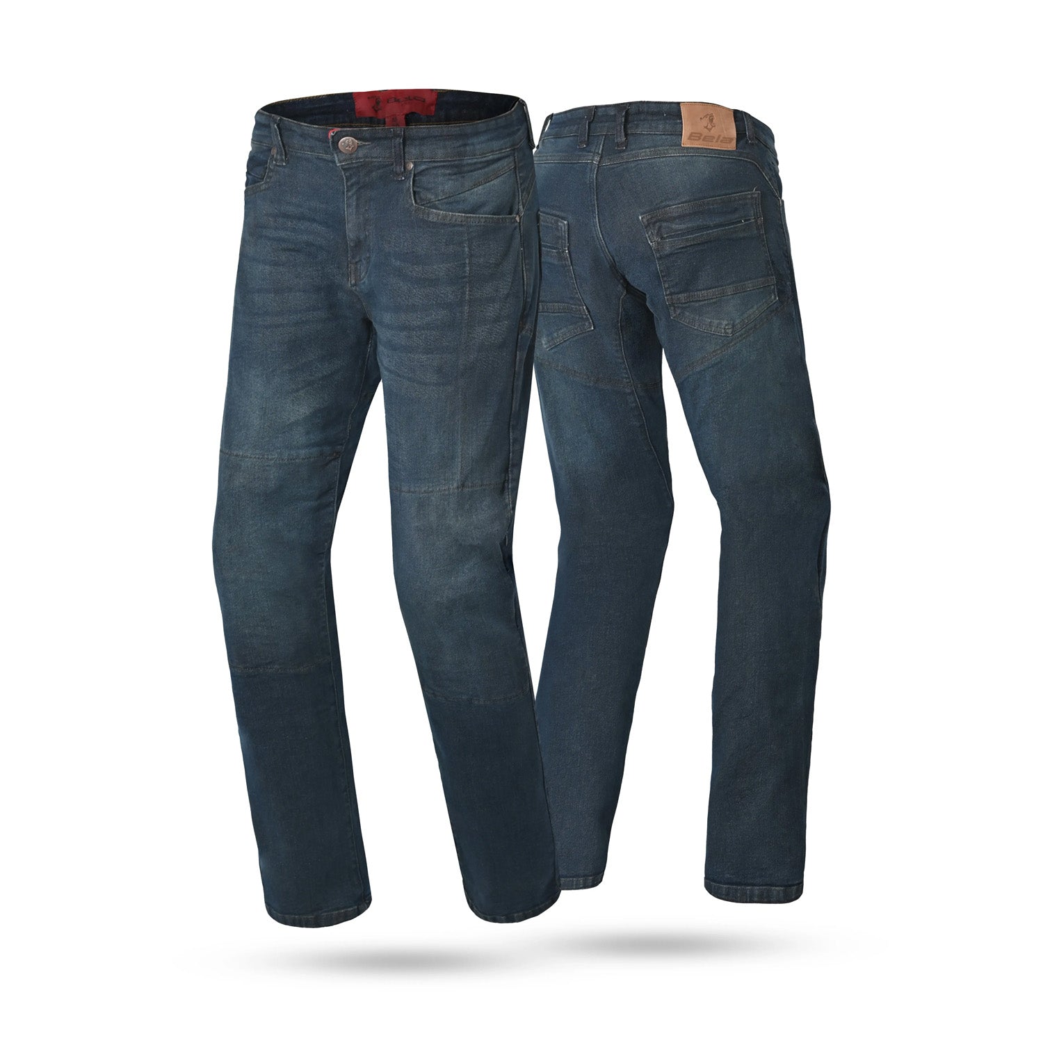 BELA KEVIN MEN MOTORCYCLE DENIM JEANS 32L DIRTY BLUE