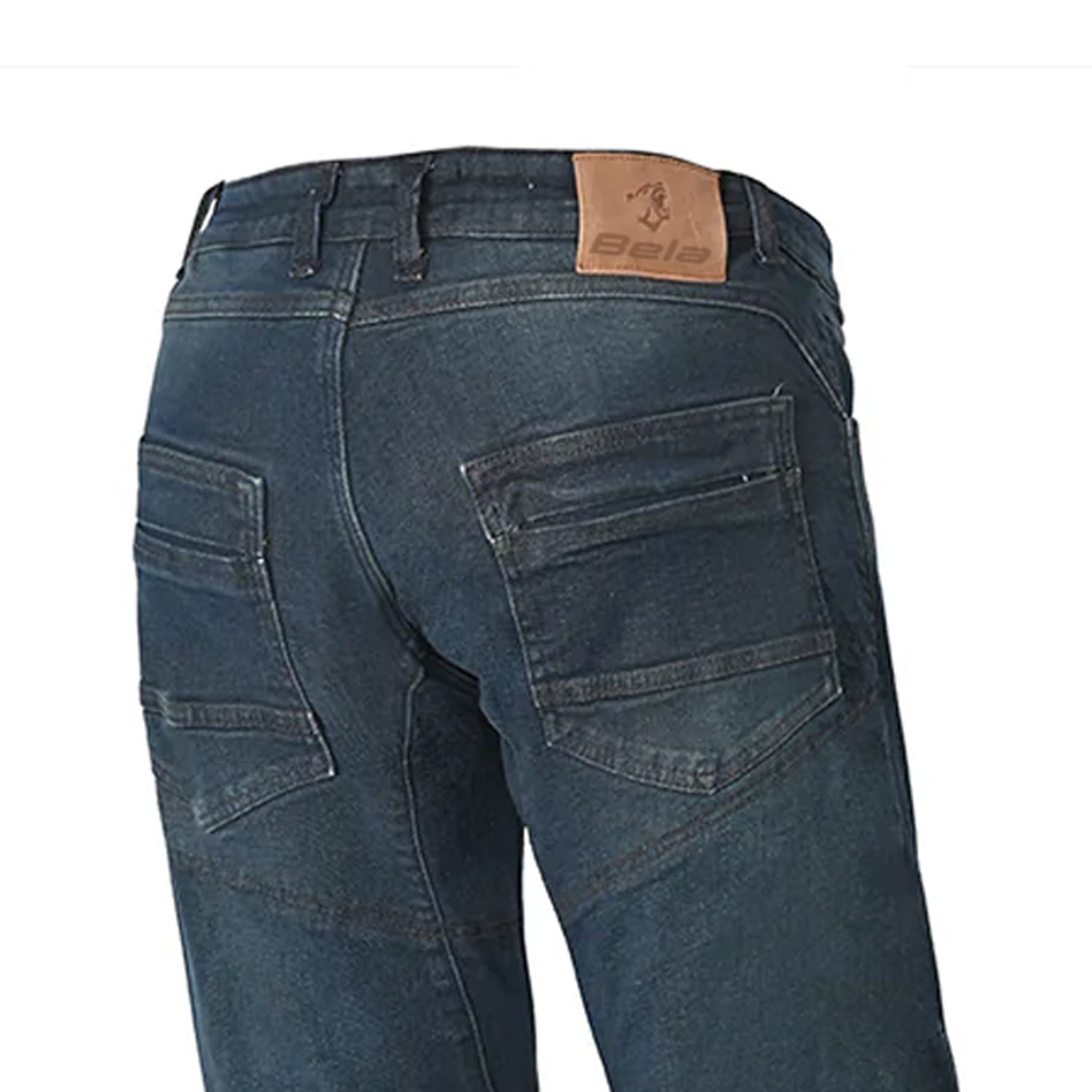 BELA KEVIN MEN MOTORCYCLE DENIM JEANS 32L DIRTY BLUE