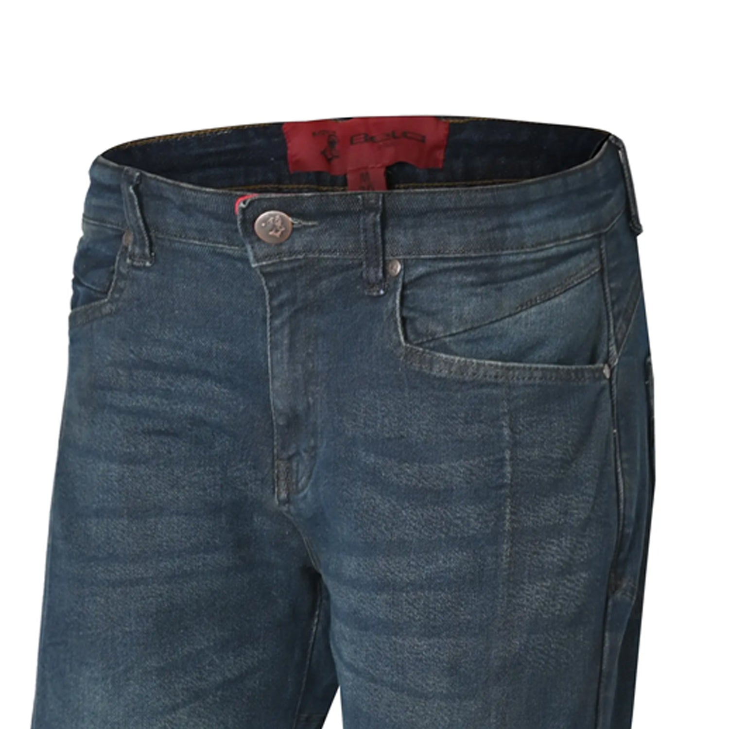 BELA KEVIN MEN MOTORCYCLE DENIM JEANS 32L DIRTY BLUE