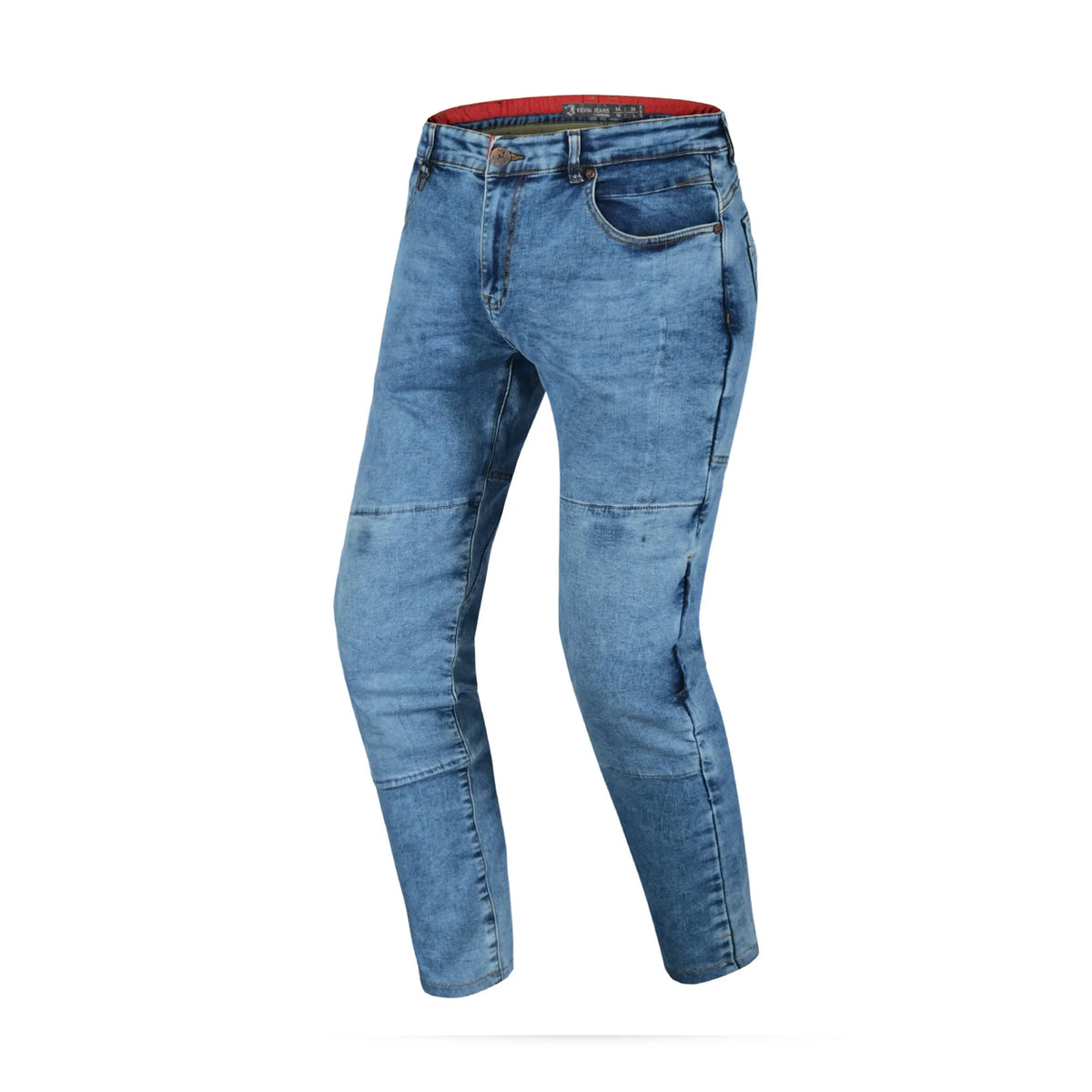 BELA KEVIN MEN MOTORCYCLE DENIM JEANS 32L RANDOM BLUE