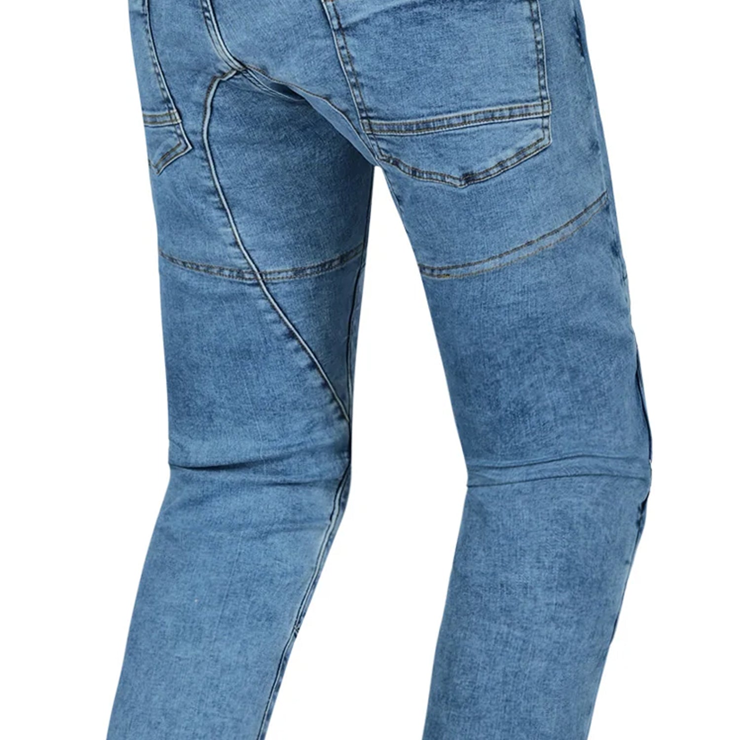 BELA KEVIN MEN MOTORCYCLE DENIM JEANS 32L RANDOM BLUE