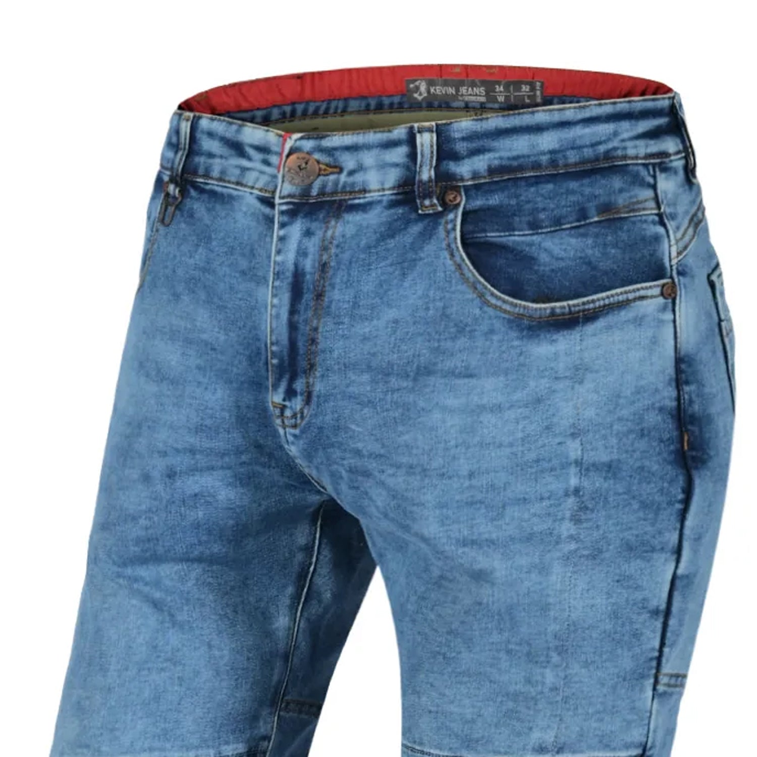 BELA KEVIN MEN MOTORCYCLE DENIM JEANS 32L RANDOM BLUE